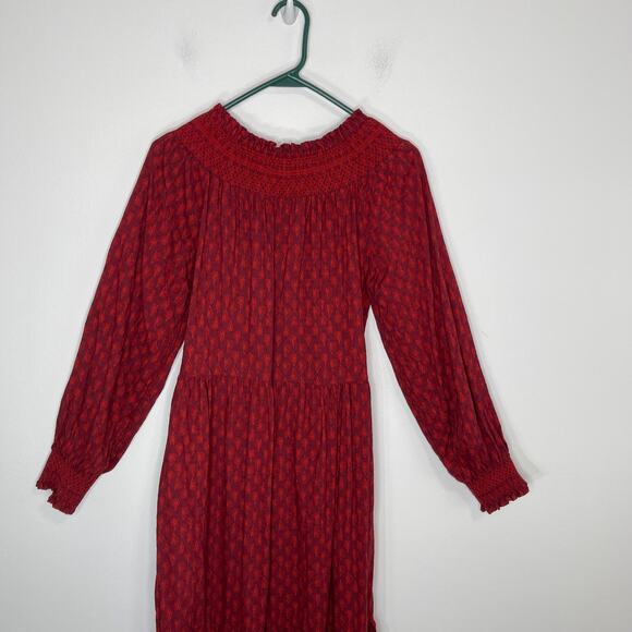 Universal Thread Threads prairie dress maxi dress deep red modest xsmall oversiz - Picture 12 of 16